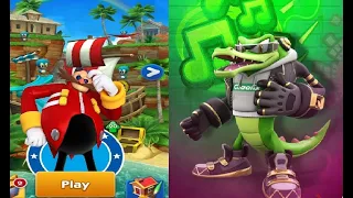 SONIC DASH VS SONIC DASH 2 VECTOR GAMEPLAY VS BOSS BATTLE - NEW CHARACTER UNLOCKED REVIEW SONIC BOOM