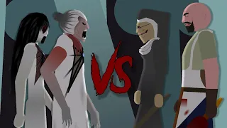 Slendrina and Angelene VS Evil Nun and Mr Meat!