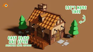Create Aesthetic Small Cottage in Blender 🏡 - Grease Pencil & Toon Shader ✏️ - With Voice 💫