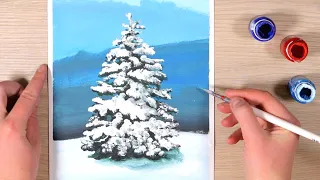 Как нарисовать ЕЛКУ за 5 минут! Простые техники рисования/ How to draw a Christmas tree #9