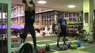 Training session jerk 28 kg 7 min 133 reps, 32 kg 37 reps. Ivan Denisov