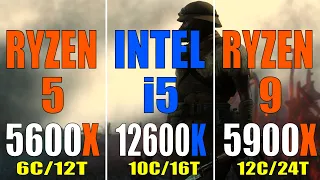 RYZEN 5 5600X vs INTEL i5 12600K vs RYZEN 9 5900X || PC GAMES BENCHMARK TEST ||