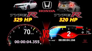 Honda Civic Type R 0-270 km/h: 2018 vs. 2023 - Battle of the Generations in a Blazing Drag Race! 🔥🚗💨