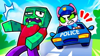 HELP! I'm in Minecraft World! 🙀💟 Stranger Danger and Police Car 🚨 by Purr-Purr Tails