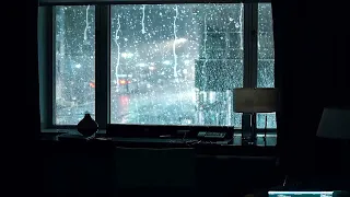 Luxury NYC Penthouse  Rain on Window Sounds For Sleeping  Cozy Bedroom Ambience