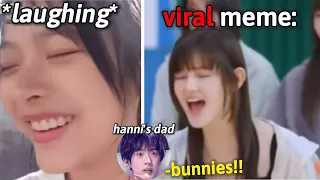 Hanni's laughs at her DAD imitating Danielle's VIRAL Bunnies Meme..