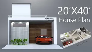 20X40 House plan 3d elevation by nikshail