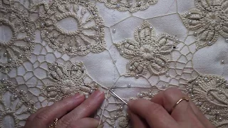 Sewing mesh. Irish lace. Back.