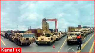 Footage of US equipment leaving Poland for Ukraine is released