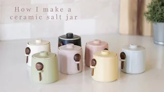 How I make a ceramic salt jar + spice spoon set | The entire pottery process