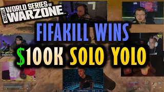 MULTIPLE POV's and REACTIONS as FIFAKILL WINS *100K SOLO YOLO* World Series of WARZONE