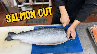 Salmon Cut Skills -How To Cut Whole Salmon Fillet  For  Resturant KL inside