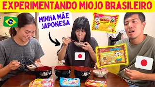 Minha mãe japonesa experimentando miojo de feijão