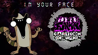 Friday Night Funkin Cartoon Corruption: In Your Face- Corrupted Rigby Song