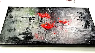 HOW TO PAINT Poppy Flowers Abstract Acrylic Painting Idea for beginners/ #68