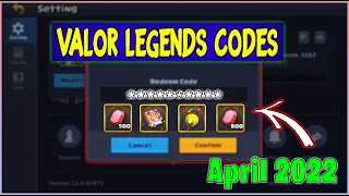 Valor Legends Gift Codes April 2022 | Valor Legends Redeem Code 2022 redeem code game
