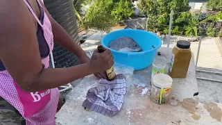 Cooking steamed fish and vegetables 👍🏾roof top settings👍🏾 Trench Town ❤️