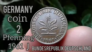 Deutschland münzen 2 pfenning münzen 1961 j - hamburg germany antique j coin deutsche mark münze