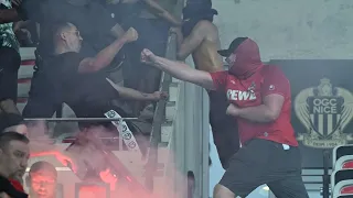 OGC Nice vs 1 FC Cologne All Fights UEFA Conference League (Best View Fan falling from Tribune)