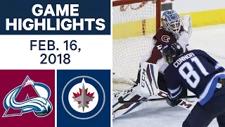 NHL Game Highlights | Avalanche vs. Jets - Feb. 16, 2018