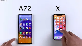 SAMSUNG A72 vs iPhone X Speed Test & ram Management