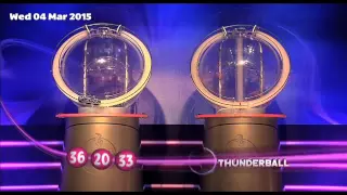 The National Lottery ‘Thunderball’ draw results from Wednesday 4th March 2015