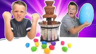 Giant Chocolate Fountain GAME! Opening The World's Biggest Surprise Eggs
