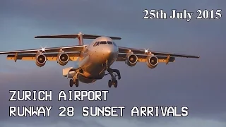 Zürich Kloten Airport Plane Spotting (ZRH-LSZH) - Runway 28 Sunset Landings