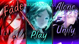 Nightcore - Faded x Play x Alone x Unity (Alan Walker Mashup) ↬ Switching Vocals [Bass Boosted]