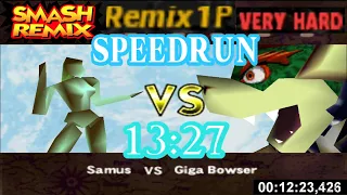 Smash Remix - Classic Mode Remix 1P Speedrun with Samus (Very Hard) in 13:27