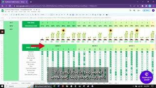 Habit Tracker Spreadsheet Plant a Sunflower by Template Shop