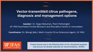 Vector-transmitted citrus pathogens, diagnosis and management options.