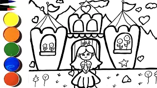 Dibuja y Colorea una Casa Castillo de Princesa🎨🏠🏰👸 Dibujos para niños