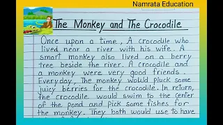 Monkey and Crocodile story writing in English/Monkey and Crocodile moral story writing