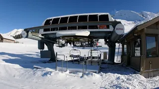 Quantité de neige domaine de l'Étale 5 décembre 2022 la Clusaz vue sur la retenue collinaire.