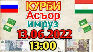 Курби Асъор имруз💰 курс валюта сегодня 13.06.2022🌎13:00/СРОЧНО!!! ДОЛЛАР,ЕВРО,РУБЛИ,СОМОНИ|БОЛО РАФТ