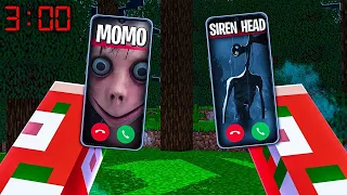 NÃO ATENDA A MOMO E O SIREN HEAD ÁS 3:00 DA MADRUGADA NO MINECRAFT