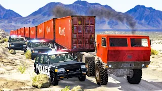 Giant Long Road Trains crashes #6 - Beamng drive