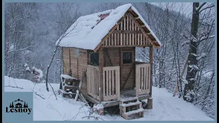 The final part of building the house.  House in the snow