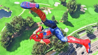 GTA 5 IRON SPIDERMAN Ragdolls Compilation (Falling Ragdoll, Car Crash, Bike Stunt, Water Ragdoll) 1