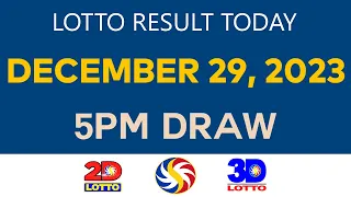 Lotto Result Today DECEMBER 29 2023 5pm Ez2 Swertres 2D 3D 4D 6/45 6/58 PCSO