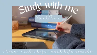 STUDY WITH ME for 1 hour 🤍 calm lofi music, no break