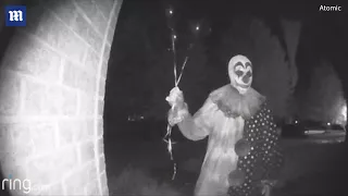 This creepy clown was captured on a doorstep video doorbell