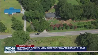 Cleveland County man surrenders after bomb threat in D.C.; search at home underway