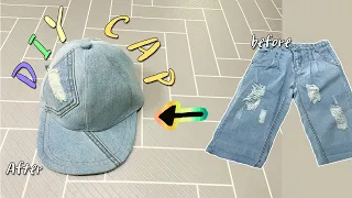Refashion DIY Old Jeans Cap  / How To Make a Baseball Hat / From Old Jeans / Denim Upcycle / Recycle
