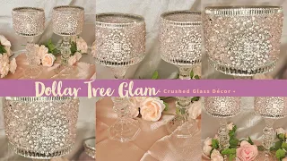 Easy DIY Glam Crushed Glass Dollar Tree Candle Holders | 2023 Spring Home Décor Ideas