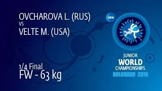 1/4 FW - 63 kg: L. OVCHAROVA (RUS) df. M. VELTE (USA), 10-7