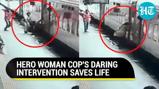 Viral: Alert lady constable rescues passenger stuck in platform gap at Ahmedabad station I Watch