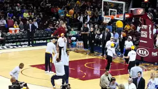 3/31/2016 Cavs vs Nets Lebron James dancing during pregame warm up