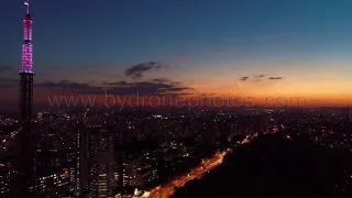 Aerial view of sunset on Arnaldo Doctor Avenue, Sao Paulo, Brazil